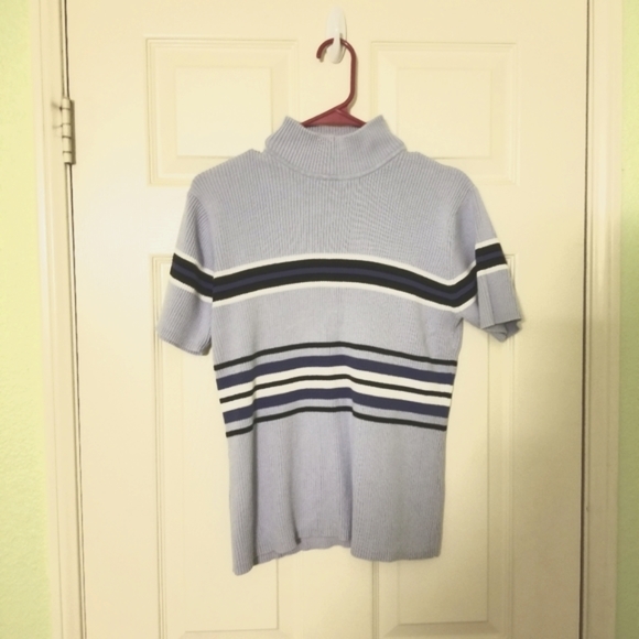 Ribbed Turtleneck Tee in Periwinkle Blue - Picture 1 of 1